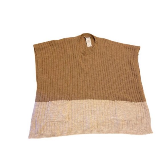 Cocogio Made in Italy Alpaca Wool Blend Colorblock Poncho - Picture 5 of 5